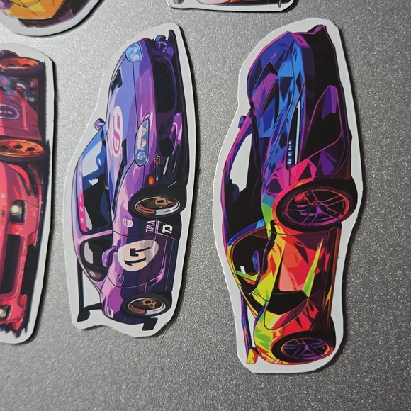 5 Car Magnets Cool Red, Yellow, Purple, Rainbow Custom Cars - Picture 3 of 6